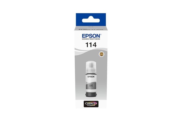 A 70ml Bottle of Epson 114 Series Grey Ink for ET8500 & ET-8550 Printers.