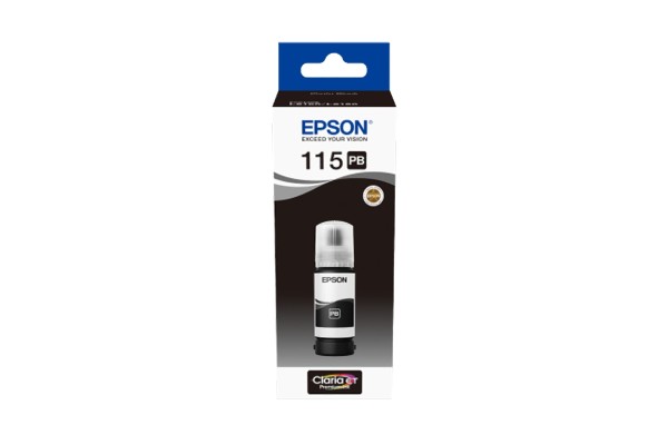 A 70ml Bottle of Epson 115 Series Photo Black Ink for L8160 & L8180 Printers.