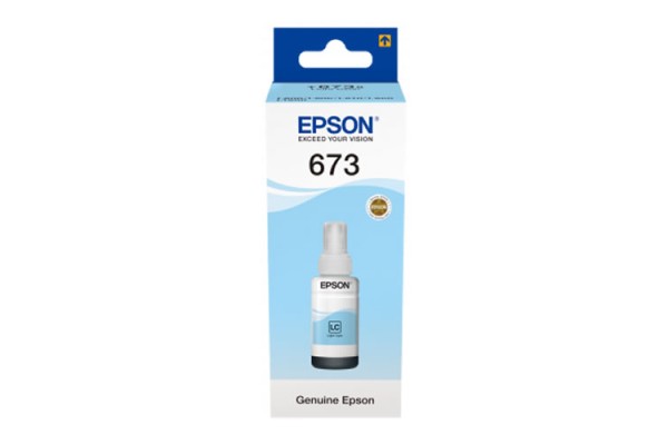 EP-673 Light Cyan Dye Genuine OEM Epson Bottle of Ink.