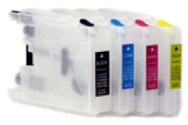 A set of pre-filled Brother Compatible LC1240 dye sublimation ink cartridges.