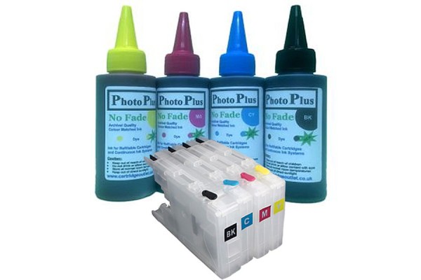 Brother Compatible LC1240 Dye Sublimation Refillable Cartridge Kit & 400ml Ink.