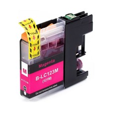 Magenta Compatible Ink Cartridge to replace a Brother LC123 Ink Cartridge.
