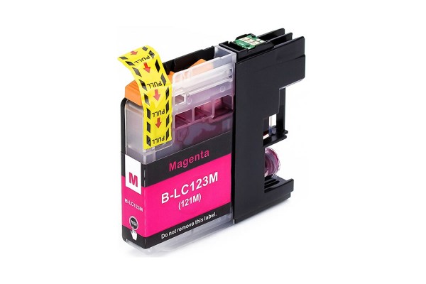 Magenta Compatible Ink Cartridge to replace a Brother LC123 Ink Cartridge.\n