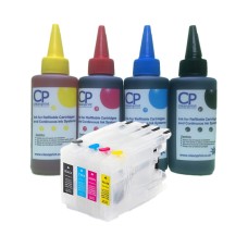Brother Compatible LC1240 Refillable Cartridges with 400ml of Universal Ink.