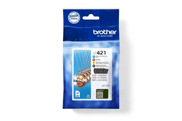 Genuine Standard Capacity Brother LC421 4 Colour Ink Cartridge Set.