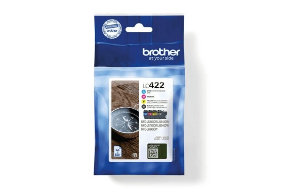 Genuine Standard Capacity Brother LC422 - 4 Colour Ink Cartridge Set.