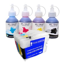 Refillable Cartridge Kit for Brother LC1000 Cartridge Set, with 400ml of Specific Ink.