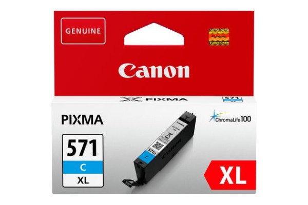 Genuine Cartridge for Canon CLI-571 XL High Capacity Cyan Ink Cartridge.