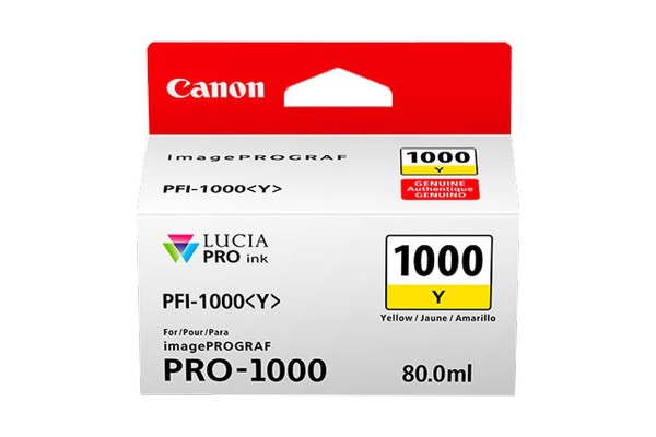 Genuine Cartridge for Canon PFI-1000Y Yellow Ink Cartridge.