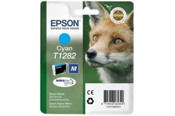 Epson Branded T1282 Cyan Ink Cartridge.
