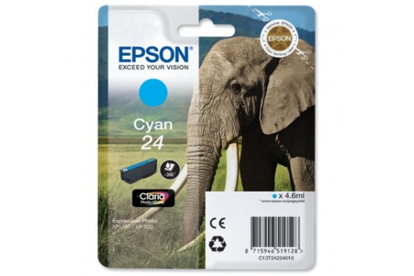 Epson Branded T2422 Cyan Ink Cartridge.