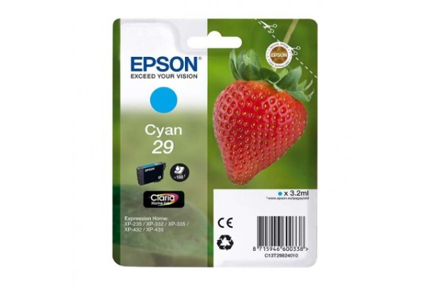 Epson Branded T2982 Cyan Ink Cartridge.
