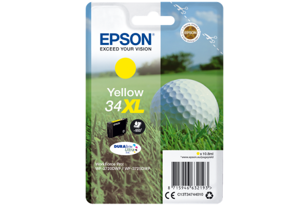 Epson Branded T3474XL Yellow Ink Cartridge.
