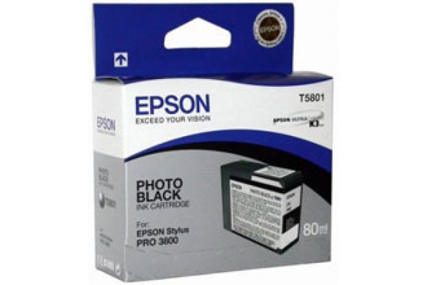 Epson Wide Format T5801 Photo Black Ink Cartridge.