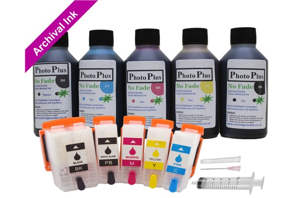 Refillable Cartridge Kit for Epson 202 & 202XL cartridges with PhotoPlus Archival Ink.