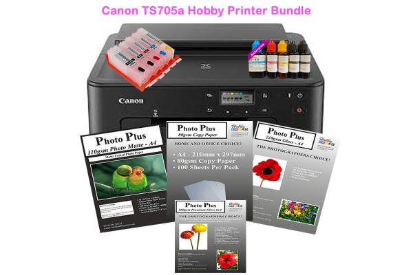 Hobby Printer Bundle, TS705a with Refillable Cartridges, Refill Inks & Selection of Papers.