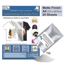 Sublimation to Film Kit for Printing onto Cotton T-Shirts - 25 x A4 Sheet Pack