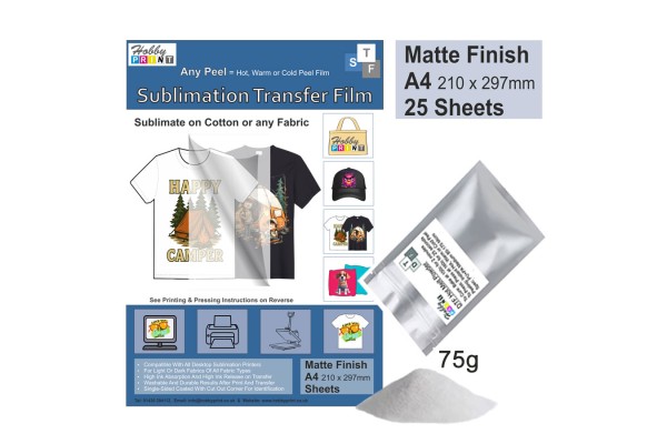 Sublimation to Film Kit for Printing onto Cotton T-Shirts - 25 x A4 Sheet Pack