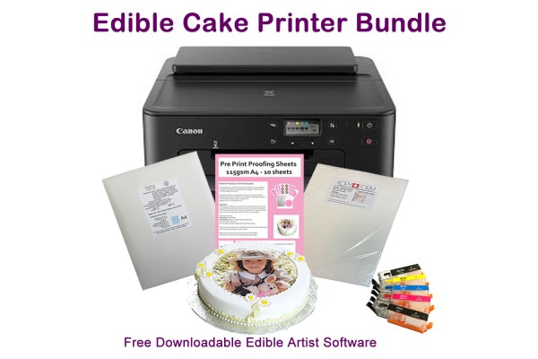 Black Friday Special Offer Edible A4 Printer Bundle, TS705 with Pre-Filled Edible Ink Cartridges, Icing Sheets & Wafer Paper.