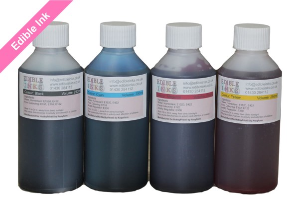 Edible ink in 250ml Bottles for Canon Printers, Select ink colours, HobbyPrint® Brand