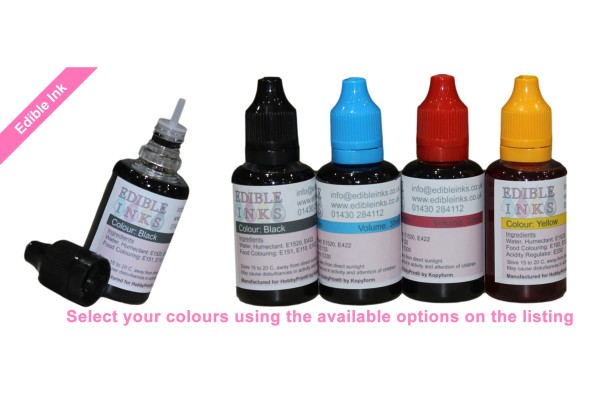 Edible ink in 30ml Bottles for Canon Printers, Select ink colours, HobbyPrint® Brand