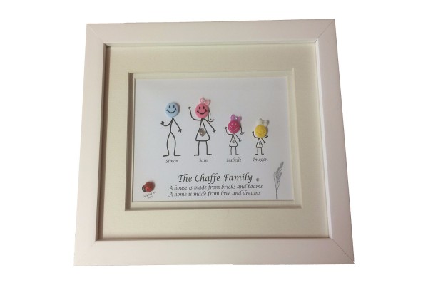 Personalised Family Button Art Frame - 7" x 7"" Frame
